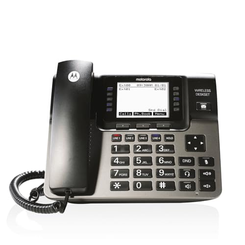 Motorola ML1100 Wireless Desk Phone Accessory | DECT 6.0 Secure Wireless Technology for 4-Line Expandable System | Requires ML1000 or ML1250 Base | Full-Duplex Speakerphone & Intercom