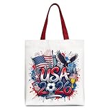 OrnamentallyYou 2026 Soccer Cup Global Championship Red Handle Tote Bags, Fans Football Gift Shopper (USA)