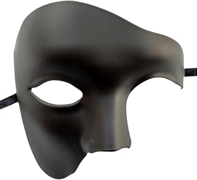 Dinntty Half Face Masquerade Mask Halloween Phantom of the Opera Mask Costume for Mardi Gras Masquerade Carnival Wedding Cosplay Party Black