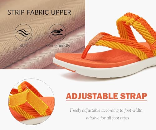 Image of COFACE Womens Trendy Orthotic Flip Flops Lightweight Yoga Mat Thick Cushion Walking Thong Sandals Adjustable Slip On Slippers With Comfortable Plantar Fasciitis Arch Support
