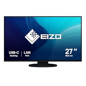 EIZO FlexScan EV2795-BK 68, 5 cm (27 Zoll) Monitor (HDMI, USB 3.1 Hub, USB 3.1 Typ C, RJ-45 LAN, DisplayPort, 5 ms Reaktionszeit, Auflösung 2560 x 1440) schwarz