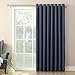 Sun Zero Barrow Extra-Wide Energy Efficient Sliding Patio Door Curtain Panel with Pull Wand, 100" x 84", Navy Blue