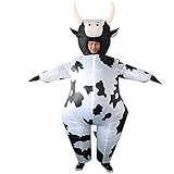 ZISUEX Dairy Cow Inflatable Costume Milk Cow Blow Up Suit Party Game Cosplay White Halloween Costume Jumpsuit Christmas Gift (Adult(150CM-190CM), Dairy Cow)