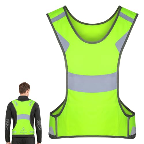 BSBUY Reflective Running Vest Breathable Sports Vest High Visibility Waistcoat Safety Vest Women Men Night Warning Top Reflectors Clothing Hi Vis Reflective Running Gears for jogging Hiking Cycling