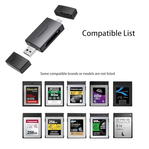 CFexpress Type B Card Reader, USB 3.2 10Gbps Up to 900MB/s Speeds 2 in 1 USB C & USB A Port for CFE Type B Camera Card Reader Adapter, OTG for iPhone 15 Pro/iPad Pro/PC/Laptop/Smart Phone/Tablet by TREBLEET - Image 6