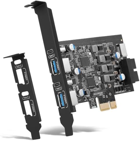 6-Ports USB 3.0 PCIe Card (2X USB A-2X Type-C), with 19 Pin/Type E(A-Key)