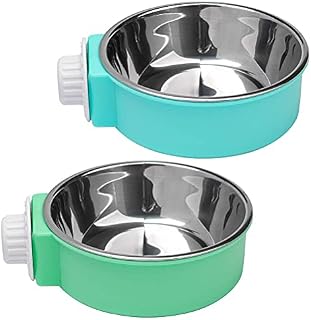 nuoshen 2 Pcs Pet Crate Bowls, 2-in-1 Dog Hanging Bowl Removable Cage Water Bowls for Small Animals