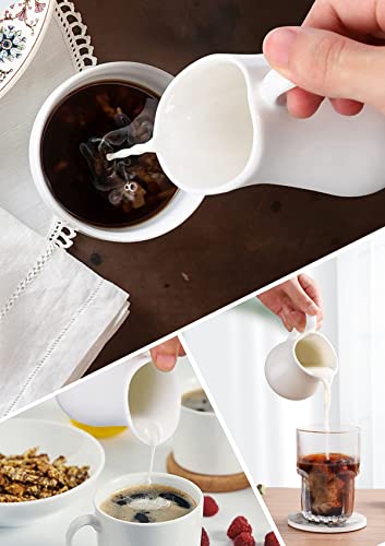 Nucookery 8 Oz White Porcelain Creamer with Handle