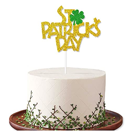 25Pcs St.patrick's Day Cake Topper Kit Glitter Shamrock Cupcake Toppers Gold Green Four Leaf Clover Cake Picks Lucky Kiss Me Cake Decor Toothpicks - Irish Festival Saint Paddy's Day Party Decoration #TOP5
