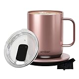 Ember Temperature Control Smart Mug 2, 10 oz Rose Gold | App Controlled Heated Coffee Cup | Double Your Battery Life When You Pair Ember Mug with an Ember Sliding Lid | Signature Series Cloth