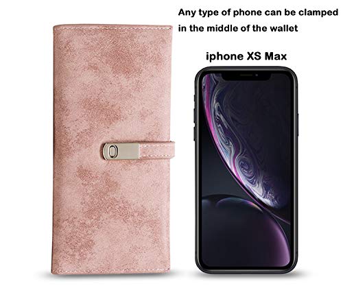 Aoxonel Womens Slim Wallet Rfid Ladies Wallets Long Bifold Thin Skinny,Magnetic Closure (Pink) #TOP6