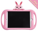 iPad Air2 Pro9.7 2017/2018 Case, Bole Cat Case for Kids Handle Silicone Cute Cartoon Rabbit Design Shockproof Waterproof with Holder for Children