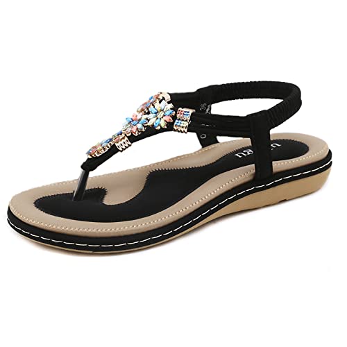 ZOEASHLEY Sandalias Mujer Verano Planos Casuales de Playa Bohemias Chanclas Damas Zapato Negro08 37 ZOEASHLEY Sandalias Mujer Verano Planos Casuales de Playa Bohemias Chanclas Damas Zapato Negro08 37