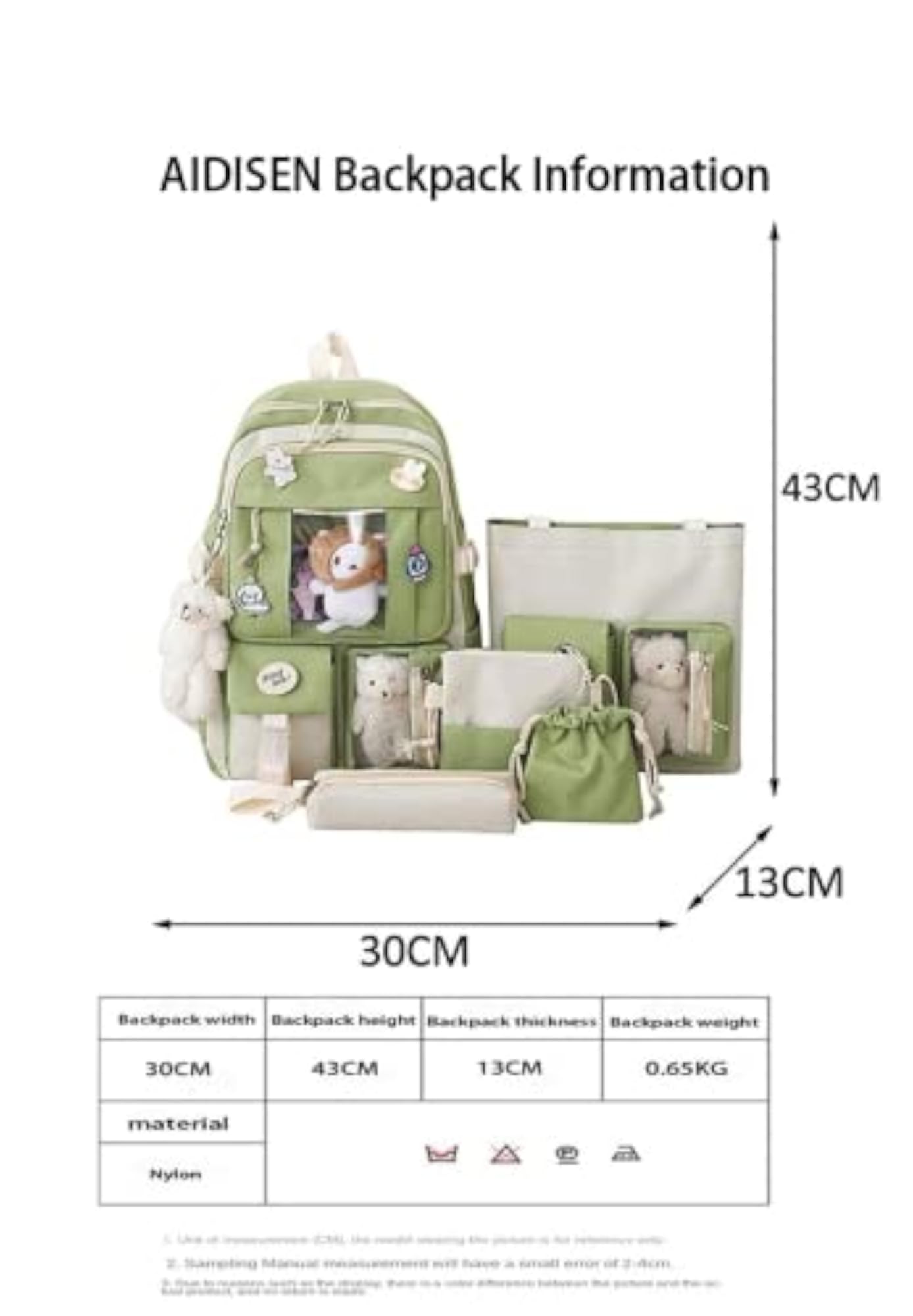 Kawaii 5pcs Set Aesthetic Sports Bag with Backpack