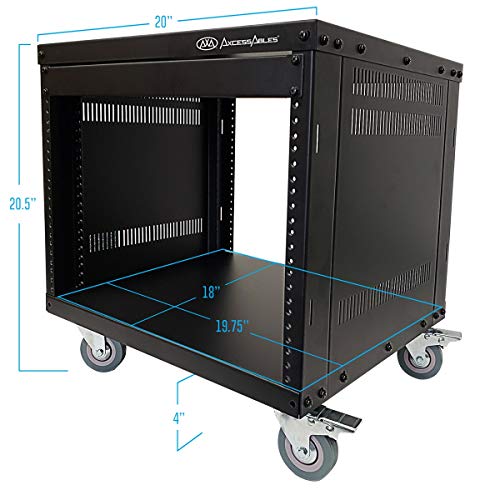 Axcessables Rk 8U Equipment Rolling Cabinet Rack Stand With Locking Caster Wheels (Compatible With American 5Mm & European 6Mm Racks) Audio Video, Recording Studio, Music, Live Sound, Church Storage #TOP2