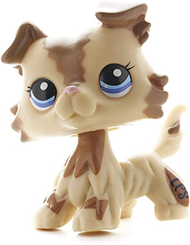 Cream Tan Brown Collie Dog Shorthair Blue Eyes Puppy Mini Pet Shop - Little Pet Shop Dog Action Figure Rare Old LPS Toys Blue Eyes Puppy Toys for Kids Animal Toy for Girls & Boys