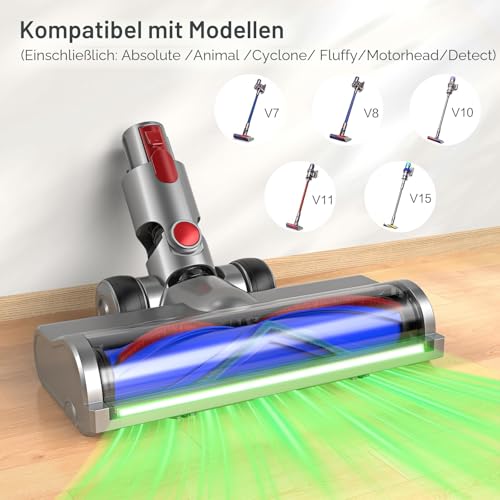 EVARY Bürste Ersatzteile kompatibel für Dyson V7 V8 V10 V11 V15 Staubsaugern Bodenbürste, Austauschbarer Bürstenkopf mit Direktantriebszubehör, für Parkett, Hartböden und Teppiche