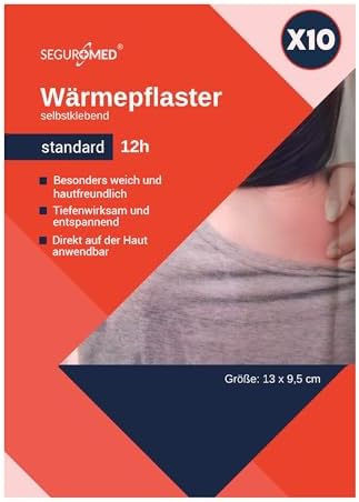 SEGURMED Wärmepflaster Wärmekissen Körperwärmer Rückenwärmer gegen Schmerzen 10 Stück | Für Allergiker geeignet