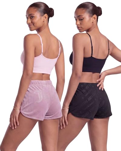 Image of Juicy Couture Women's 2-Pack Sleep and Lounge Velvet Fleece Dolphin Shorts