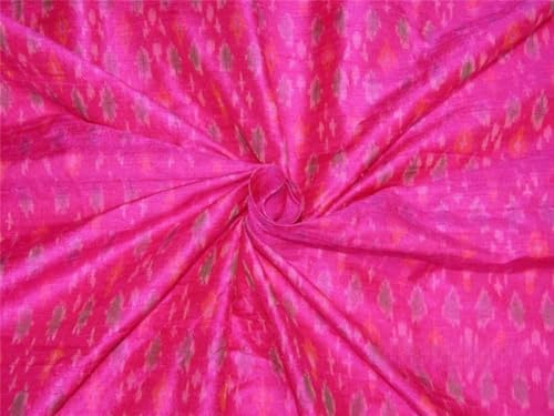 Tissu soie Dupion Ikat rose pour confectionner une robe d'été