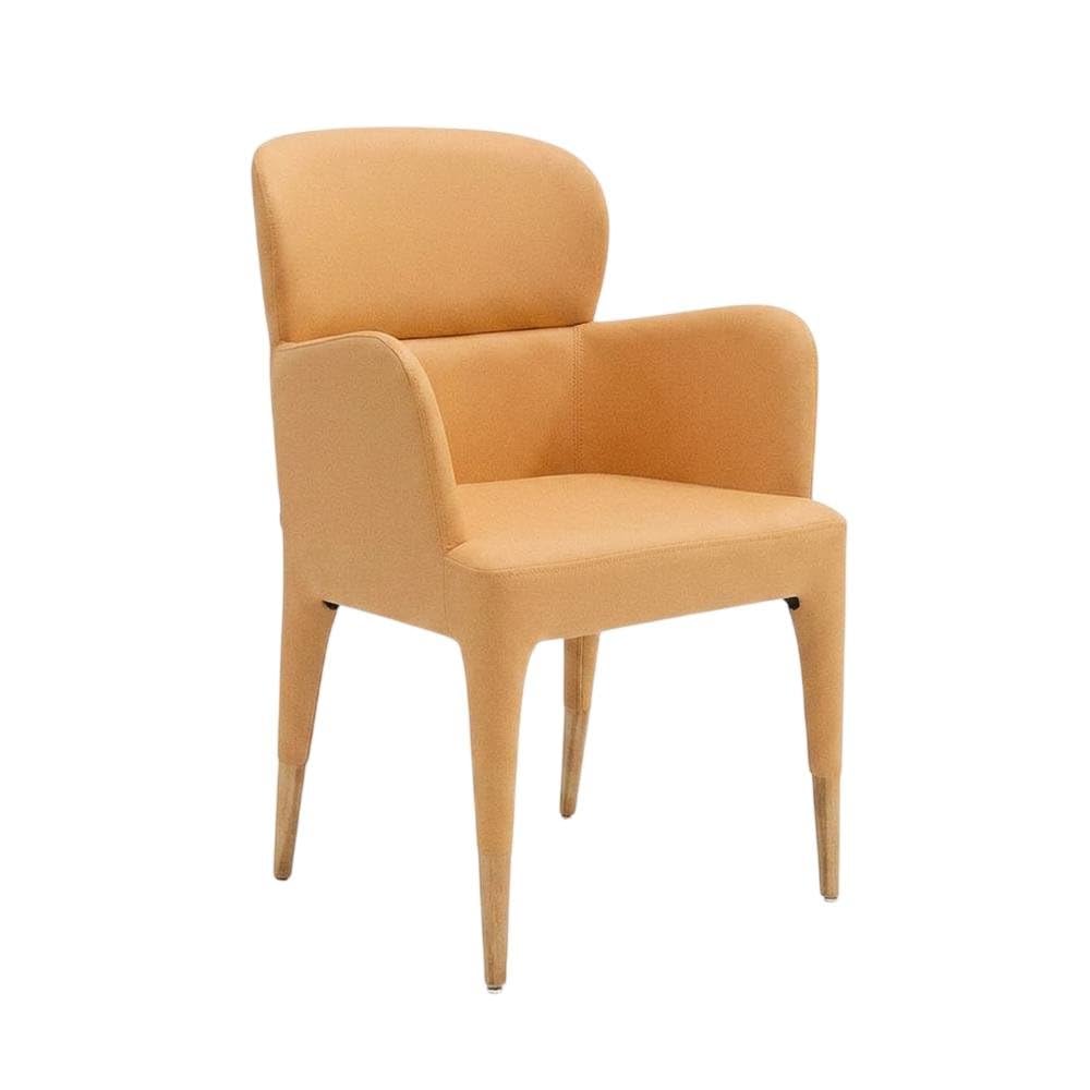 Modern Peach & Rosegold Dining Armchair by Starlight Canyon Home – Leatherette, Metal, Orange
