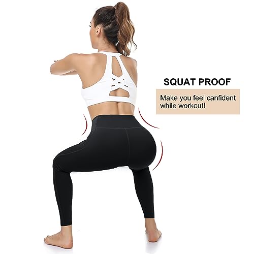 Image of RIMLESS 7 Women's Leggings with Pockets High Waist Cotton Yoga Pants Workout Running Athletic Capris