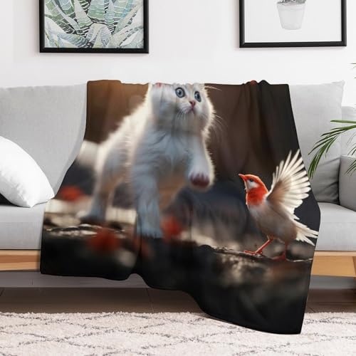 Plaid chat mignon en flannel douce, le cadeau idéal pour lit et canapé - 3