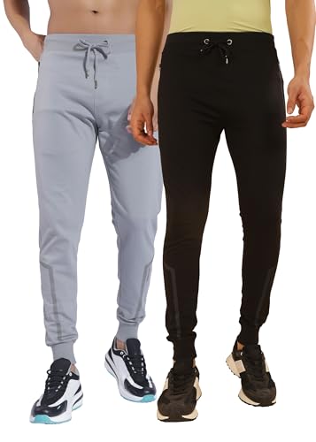 Image of Force NXT Men's Super Combed Cotton Rich French Terry Fabric Solid Joggers | Active Joggers for Men | Comfortable Waistband with Zipper Pocket for Daily Workout