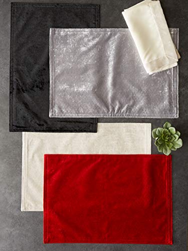 Dii Velvet Collection Tabletop, Placemat Set, Black 4 Piece #TOP3