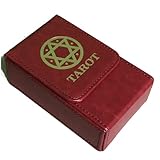 Kurop レザー タロットカードケース デッキボックス 収納ＢＯＸ マグネット開閉 スタンダードサイズ対応 (六芒星 赤B)