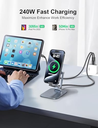 XAOSUN 240W Short USB 4 Cable for Thunderbolt 4 Cable 1FT, 40Gbps 90 Degree Right Angle Thunderbolt Cable Support 8K Display for ROG Ally,Steam Deck,Switch,eGPU,MacBook,Docks