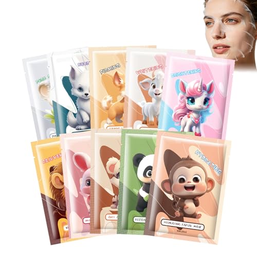 10 Stück Tiefenfeuchtigkeit Gesichtsmaske Kinder Feuchtigkeitsspendend & Beruhigend mit Hyaluron und Sophora Koreanische Hautpflege Set Gesichtsmasken für Trockene und Gestresste Haut