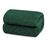 Yebeda Kuscheldecke Superweiche & Warme Fleecedecke für Sofa, Couch & Bett mit Waffel Muster, Kuschelige Angenehme Decke Wohndecke Sofadecke, 230x270 cm, Dunkelgrün