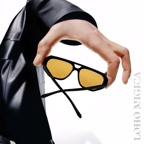 Rectangle Aviator Sunglasses, Retro Sunglasses for Women Men, Trendy Flat Frame Vintage 70s Sun Glasses3