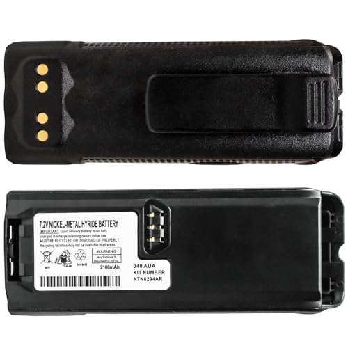 Teseko NTN8923/AR NTN8294/A/AR/B/BR Two-Way Radio Battery 2100mAh Ni-MH 7.2V Battery Compatible for Motorola XTS3000 XTS3500 XTS4250 XTS5000 XTS4250 RNN4006 MTP-200 MTP-300 with Belt Clip