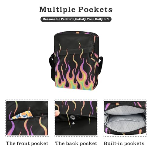 messenger bag for women crossbody men shoulder bag Handbag For Travel Adjustable Strap for Outdoor Daily Outdoor Daily- Flowing Fire Giraffe Colorful2