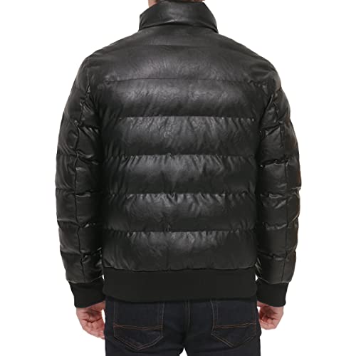 Tommy Hilfiger Mens Tommy Hilfiger Men's Midweight Quilted Faux Leather Bomber, Black, Small2