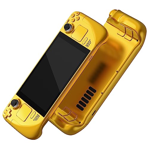 Image of eXtremeRate DIY Full Set Shell with Buttons for Steam Deck LCD, Custom Faceplate Back Plate Replacement Shell for Steam Deck LCD - Chrome Gold [Console NOT Included]