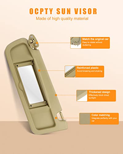 Ocpty Left Driver Side Tan Beige Sun Visor Without Sunroof Fit For 2006 2007 2008 2009 2010 For Honda Civic (83280-Sna-A01Zb) #TOP1