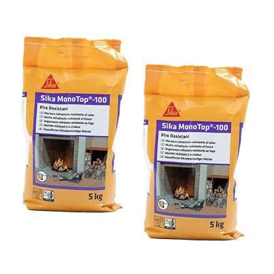 Sika Monotop-100 Fire Resistant, Mortero refractario de fraguado rápido para la construcción y reparación de elementos resistentes al calor hasta 750°C, Gris, 5kg (Paquete de 2)