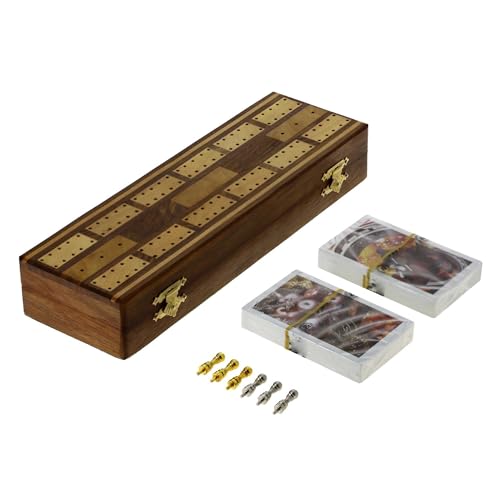 Ajuny Cribbage Set da Gioco da Tavolo con Pioli in Metallo e Carte Divertente con Tavola in Legno per Adulti e Bambini Viaggio Famiglia Serata Regali