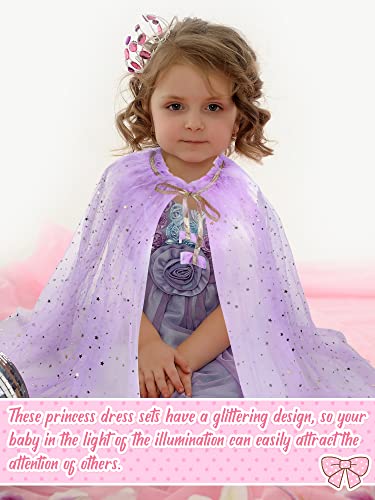 Jiuguva 4 Pcs Princess Cape Girls Princess Cloak Accessories for Little Girls Blue Cape for Kids Cosplay Party(Small) - Thumbnail 6