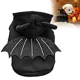 犬コスチューム ハロウィン コスプレ衣装 かわいい 犬 クール 服 袖あり ポリエステル カバーオール 傷なめ防止 犬ウェアー コスプレ 活動 (M,ブラック)