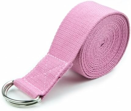 212 Main 10 feet Extra-Long Cotton Yoga Strap with Metal D-Ring - Pink