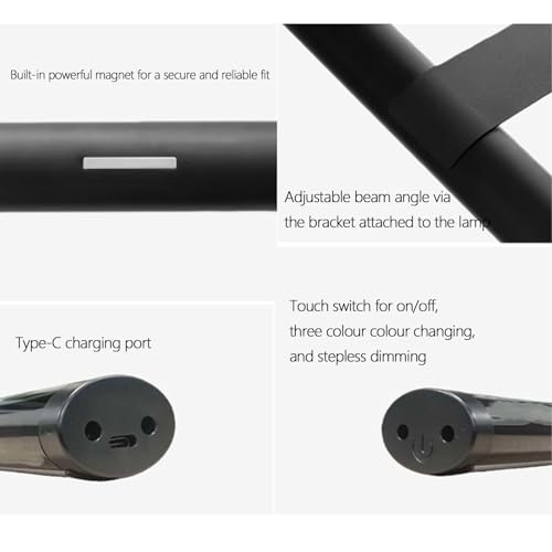 Aplique de pared LED táctil y regulable negro con batería USB para dormitorio 3