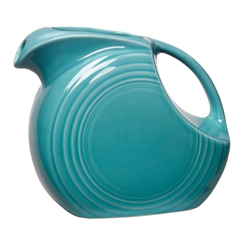 Fiesta® Large Disk Pitcher 67.25 oz – Durable Ceramic, Lead-Free, Dishwasher/Microwave/Oven Safe – Made in USA - Turquoise