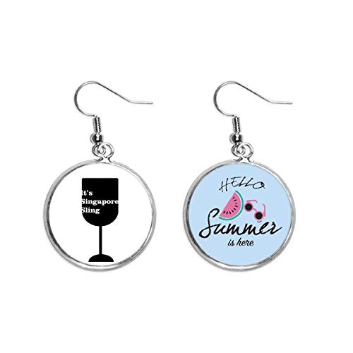 Pendientes de sandía con silueta calada estilo Singapore Sling para el lóbulo