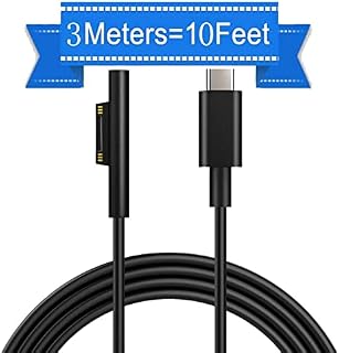 Sisyphy 10ft Surface Connect to USB-C Charging Cable Compatible for Microsoft Surface Pro7 Go2 Pro6 5/4/3 Surface Laptop1/2/3 & Surface Book, Works with 45W 15V3A USBC Charger