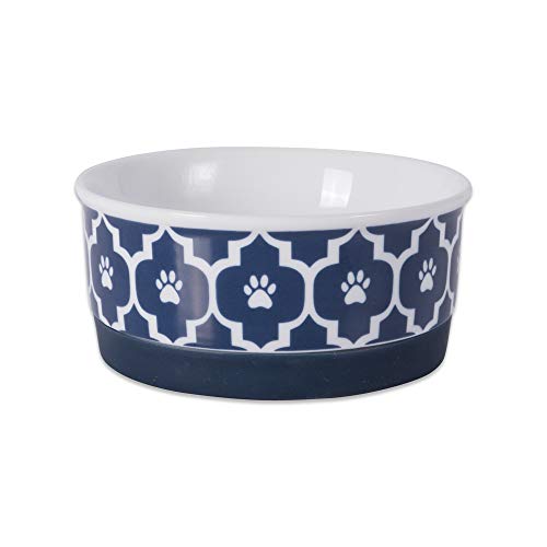 Bone Dry Lattice Collection Pet Bowl & Canister, Small, 4.25X2", Nautical Blue #TOP4