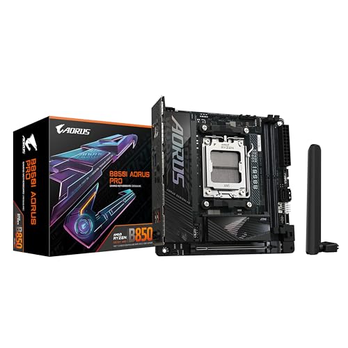GIGABYTE B850I AORUS PRO Motherboard - AMD Ryzen 9000 Series CPUs, 8+2+1 Phases Digital VRM, up to 8400MHz DDR5 (OC), 1xPCIe 5.0 + 1xPCIe 4.0 M.2, 2.5LAN, WiFi 7, USB 3.2 Gen 2